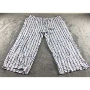 Nottibianche Woman Blue White Striped Pajama Pants 2X Rayon Wide Leg Lounge